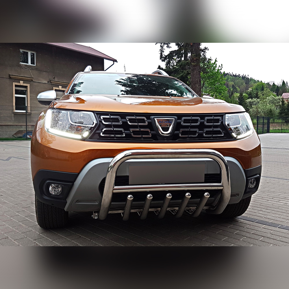 Pare-Buffle Bas Inox Avec Grille De Protection Sur Dacia Duster 2018+