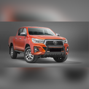 PARE-BUFFLE INOX noir HOMOLOGUÉ AVEC PLAQUE DE PROTECTION SUR TOYOTA HILUX 2018-2021
