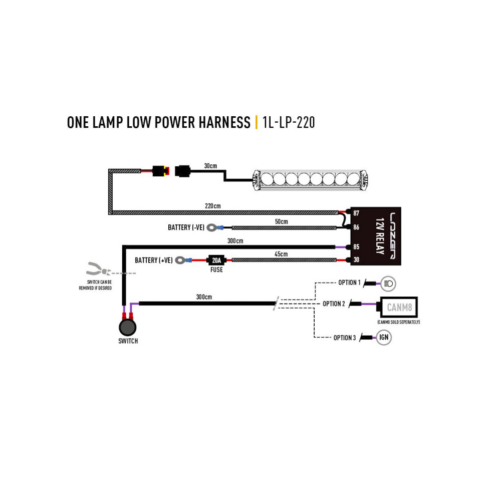 KIT CABLAGE 1 LAMPE montage (LOW POWER 12W) - LAZER