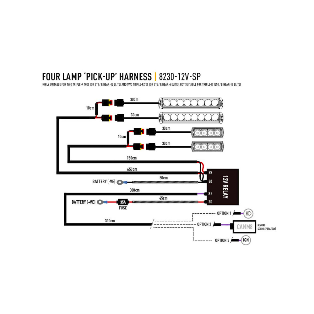 LAZER - Kit câblage 4 lampes (Low power, long, 12V)