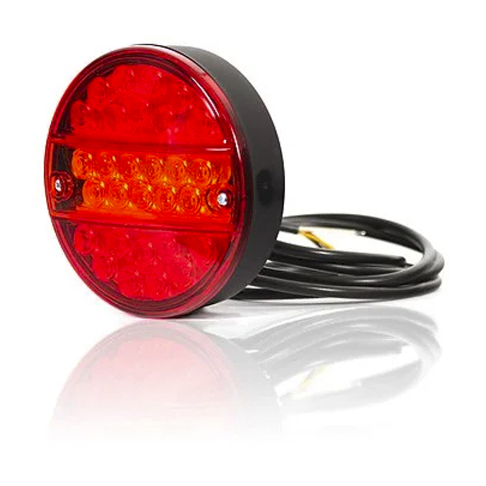Feu arrière 3 fonctions LED Verre rouge et jaune 12-24V