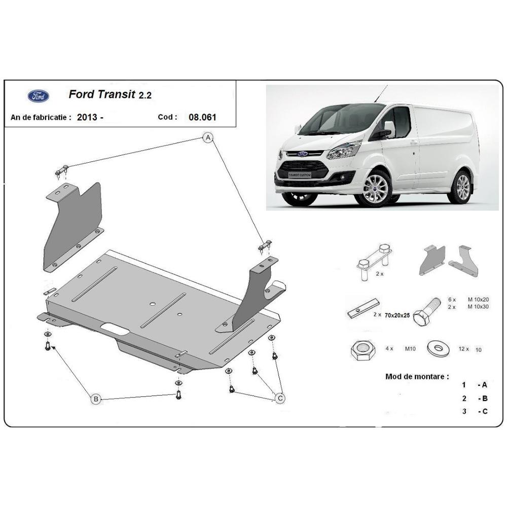 Protection Moteur et Boîte de vitesse Ford Transit Custom 2013-2019