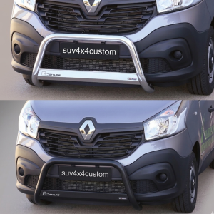 Pare-buffle Renault Trafic 2014-2026 – Noir ou Chromé – Inox 63 mm – Homologué CEE