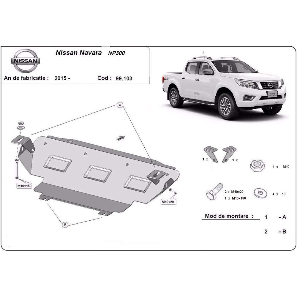 Steel Radiator Skid Plate Nissan Navara NP300 D23 2015-2021