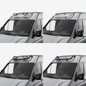 Support rampe de toit VW Crafter 2017+ – Modèle court (2 supports) – Noir ou Inox – Pack LED optionnel