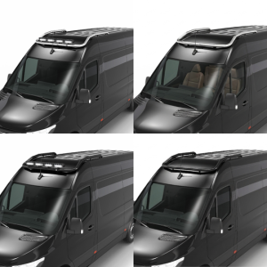 Rampe de toit inox Mercedes Sprinter 2018+ – Modèle long 4 supports – Sans LED – Toit H2 – Noir ou Chromé – Garantie 6 ans