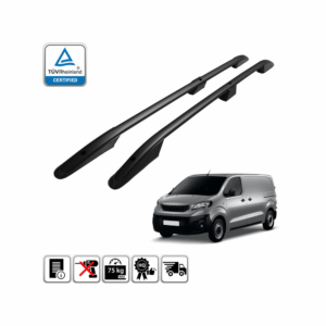 Barres de Toit Longitudinales en Aluminium (Noir) pour Fiat Scudo 507 2022+ (L1/L2/L3)