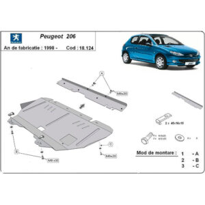 Plaque de protection en acier Peugeot 206 1998–2012
