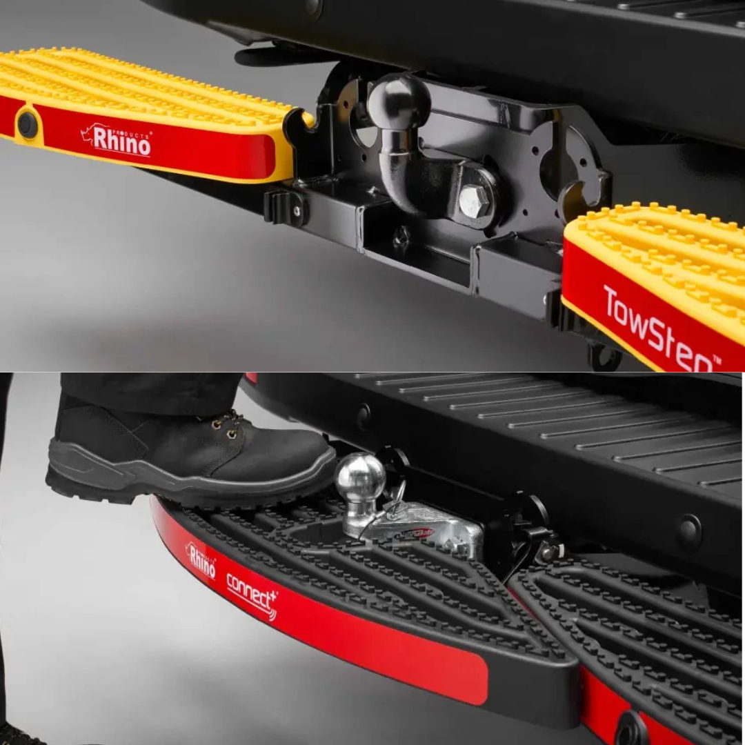 Marchepied arrière TowStep Rhino – Peugeot Boxer 2006+ – Noir ou Jaune – Compatible attelage – Charge 150 kg