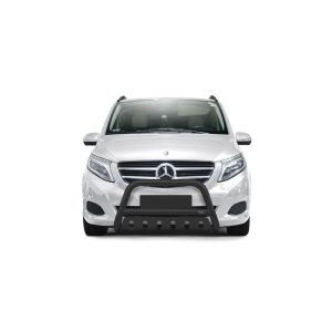 Pare-Buffle Homologué Inox Avec Plaque De Protection  Mercedes-Benz V-Class 2014-2019 (Noir)