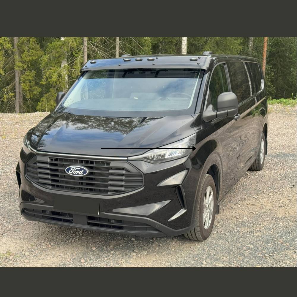 Pare-soleil LED installé sur Ford Transit Custom et Volkswagen Transporter T7