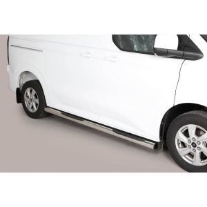 Pedane latérales pour Volkswagen T7 Transporter L1 2025 en inox durable, certifiées TÜV, conçues pour usage utilitaire intensif 2025, 2026.