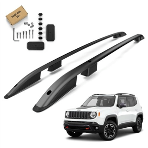 Barres de Toit Longitudinales Aluminium Noir Jeep Renegade 2014-2018