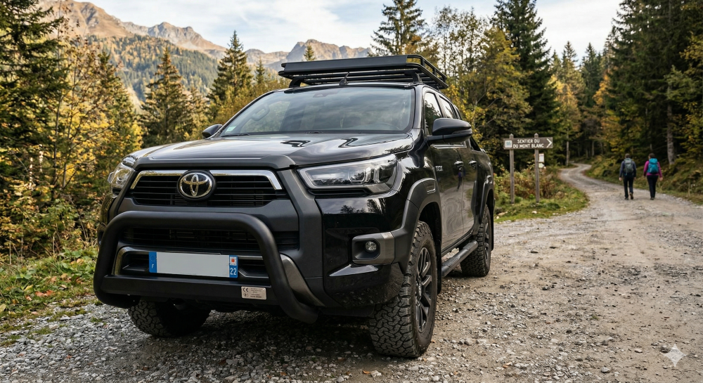 Pare-buffle noir mat homologué sur Toyota Hilux - Protection 4x4 conforme 2026