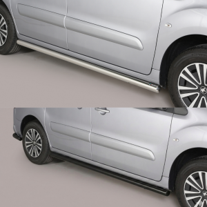 Protections latérales Peugeot Partner ( 2018+) – Noir & chromé