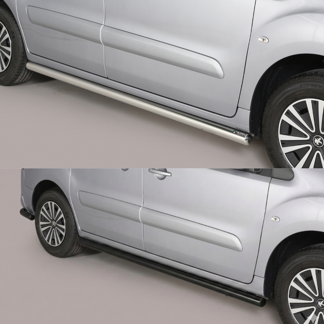 Protections latérales Peugeot Partner ( 2018+) – Noir & chromé