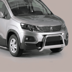 "Pare-buffle avant Misutonida noir et chromé sur Peugeot Rifter MWB 2018+, vue avant