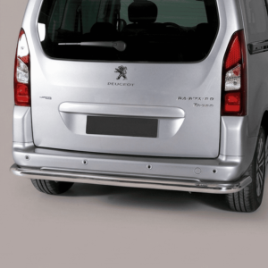 Protection arrière Misutonida noir et chromé sur Peugeot Partner, vue arrière