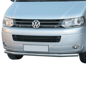 Protection avant Volkswagen T5 2010-2014 barre inox Ø63 mm bouchons chromé noir certifiée TÜV
