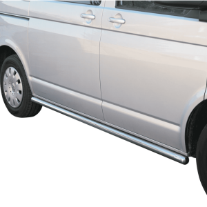 Protection latérale Volkswagen T5 SWB 2010-2014 tube inox Ø63 mm bouchons chromé noir TÜV