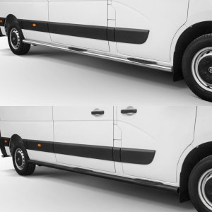 Marchepieds latéraux avec revêtement plastique L2 / L3 – Renault Master 2019-2024 – Noir ou Chromé