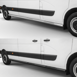 Marchepieds latéraux profilés (rainures) L2 / L3 – Renault Master 2019-2024 – Noir ou Chromé