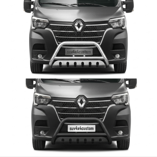 Pare-buffle avant avec plaque de protection – Renault Master 2019-2024 – Noir ou Chromé
