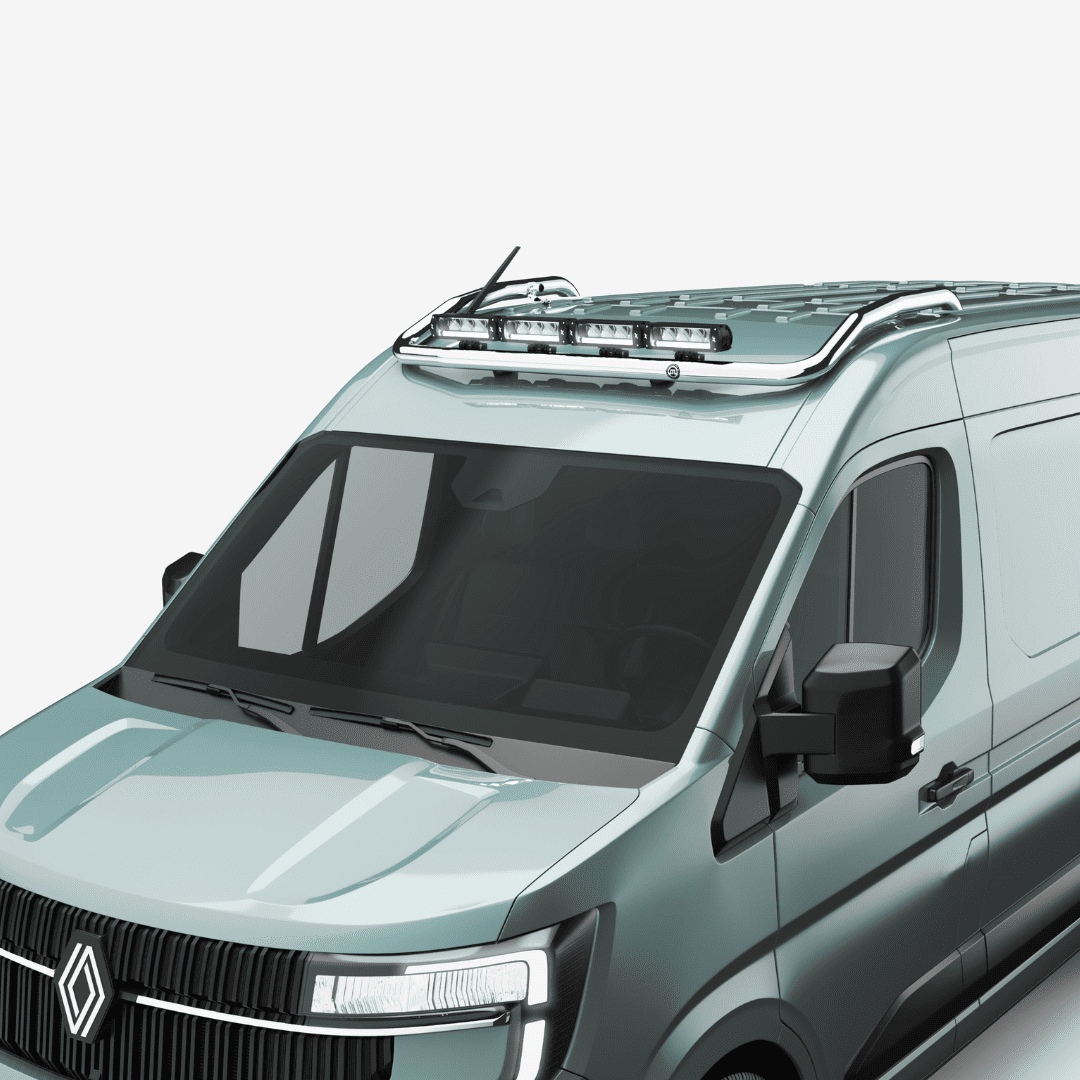 Rampe de toit pour phares longue portée 60 mm brillant — Renault Master 2024+ | Toit H2