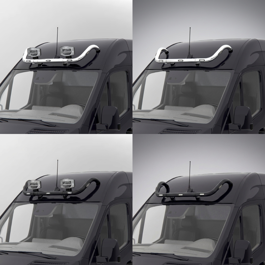 Rampe de toit pré-câblée avec LED Ford Transit 2014-2019 – H3 – Noir ou Chromé – Garantie 6 ans